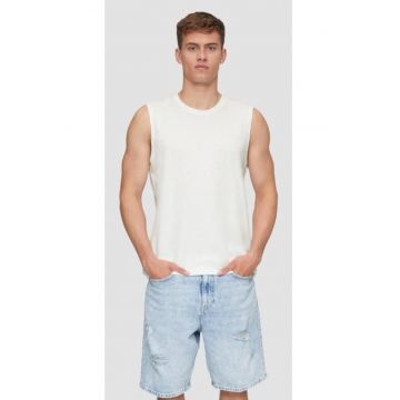 Tricou barbati din bumbac fara maneci si croiala Regular fit - Alb
