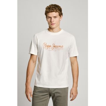 Tricou cu decolteu la baza gatului si imprimeu logo