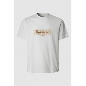 Tricou cu decolteu la baza gatului si imprimeu logo