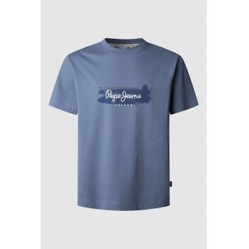 Tricou cu decolteu la baza gatului si imprimeu logo