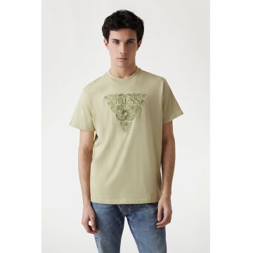 Tricou cu decolteu la baza gatului si logo brodat