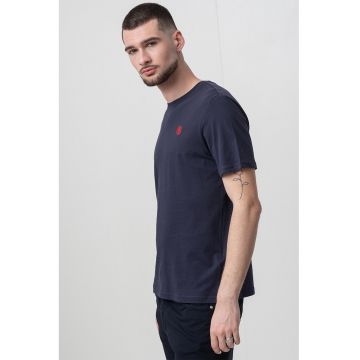 Tricou cu decolteu la baza gatului si logo brodat