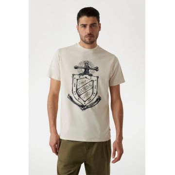 Tricou cu decolteu la baza gatului si logo grafic