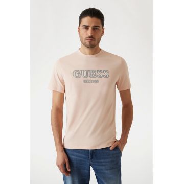 Tricou cu decolteu la baza gatului si imprimeu logo