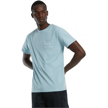 Tricou cu decolteu la baza gatului si model text pe partea din spate