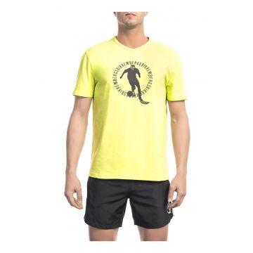 Tricou cu imprimeu si decolteu la baza gatului