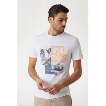 Tricou cu logo si imprimeu grafic frontal