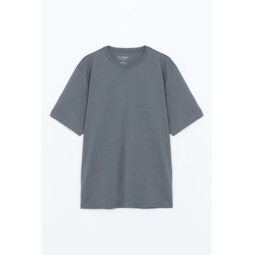 Tricou de bumbac cu decolteu la baza gatului