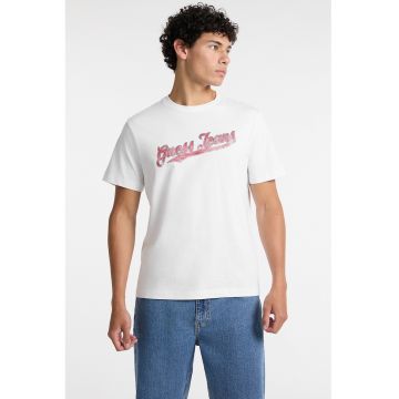 Tricou de bumbac cu decolteu la baza gatului