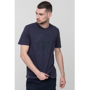 Tricou de bumbac cu logo supradimensionat - Albastru ultramarin