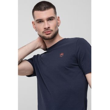 Tricou din amestec de bumbac cu imprimeu - Bleumarin