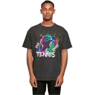 Tricou din bumbac cu decolteu la baza gatului si model grafic