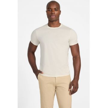 Tricou din bumbac cu decolteu la baza gatului