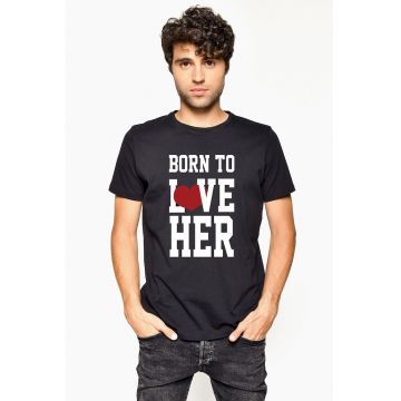 Tricou din bumbac cu imprimeu text