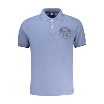 Tricou polo barbati - cu imprimeu cu logo - Regular fit - Albastru deschis