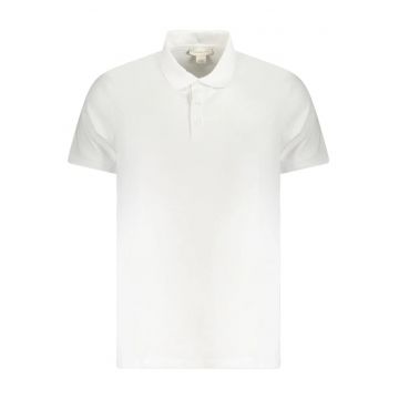 Tricou polo barbati - cu imprimeu uni - Regular fit - Alb -