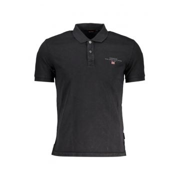 Tricou polo barbati - cu mini logo brodat - Regular fit - Negru