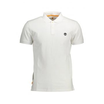Tricou polo barbati - cu mini logo brodat - Slim fit - Alb