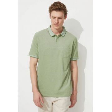 Tricou polo din material pique cu buzunar pe piept