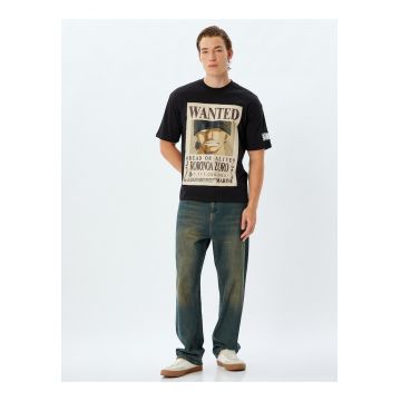 Tricou supradimensionat cu imprimeu One Piece