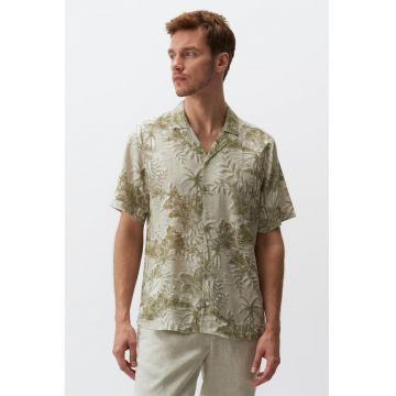 Camasa din amestec de in cu imprimeu tropical