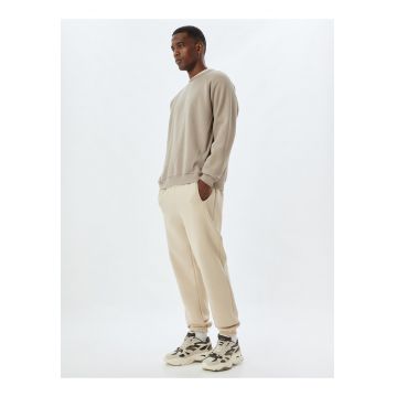 Pantaloni de trening din amestec de bumbac cu snur