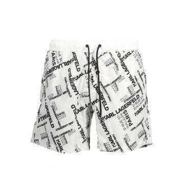 pantaloni scurti de baie barbati cu logo - alb -