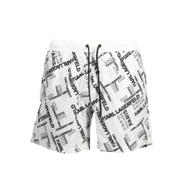 pantaloni scurti de baie barbati cu logo - alb -