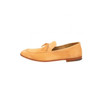 Pantofi loafer de piele intoarsa cu funde Taormina - Maro deschis