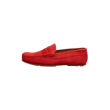 Pantofi loafer de piele intoarsa Noto - Rosu vermillion