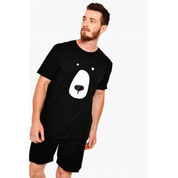 Pijama din bumbac cu imprimeu grafic