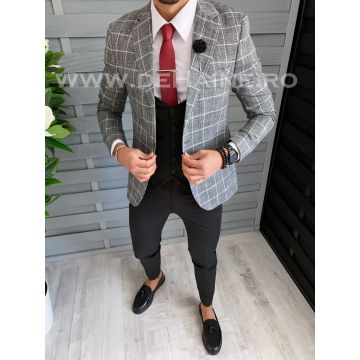 Sacou barbati in carouri slim fit B1486 N8-3.1
