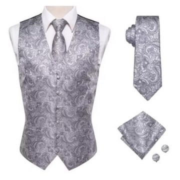 Set vesta + cravata + batista + butoni, matase - model 38