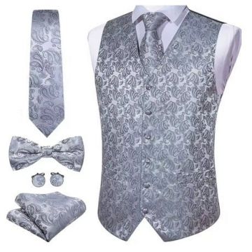 Set vesta + cravata + batista + butoni + papion, matase - model 36