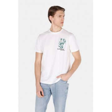 Tricou cu decolteu la baza gatului si imprimeu