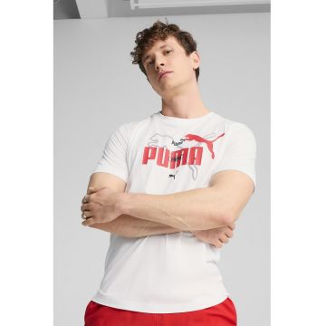 Tricou cu decolteu la baza gatului si imprimeu logo