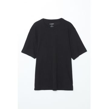 Tricou de bumbac cu decolteu la baza gatului