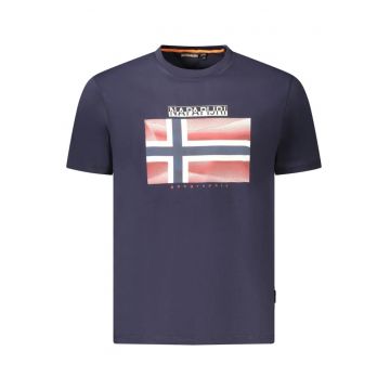 Tricou din bumbac barbati - cu imprimeu cu logo - Regular Fit - Bleumarin -