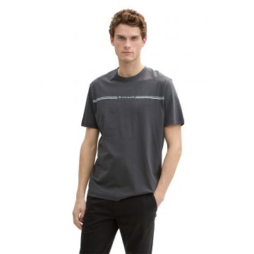 Tricou din bumbac cu decolteu la baza gatului