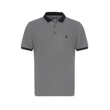 Tricou polo cu logo brodat discret - Gri inchis
