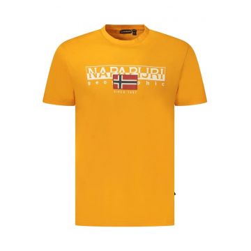 Tricou S-Aylmer barbati - cu imprimeu cu text - Regular Fit - Portocaliu -