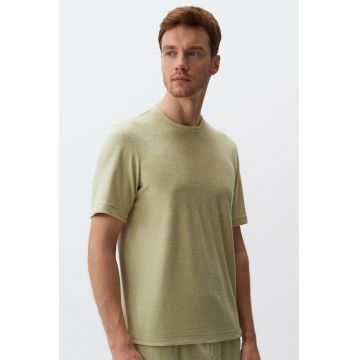 Tricou uni cu decolteu la baza gatului - Bej -