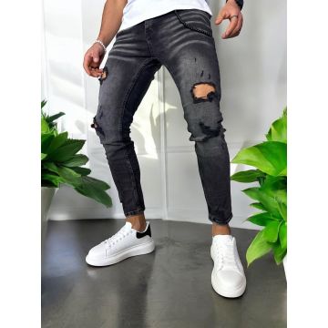 Blugi barbati conici + Adidasi casual VIP albi 61222