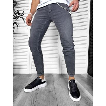 Blugi barbati conici + Adidasi casual VIP negri 85244 H4-3