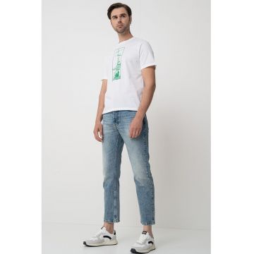 Blugi crop cu talie medie