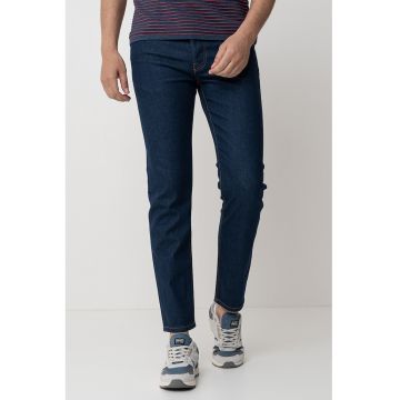 Blugi slim fit cu aspect decolorat