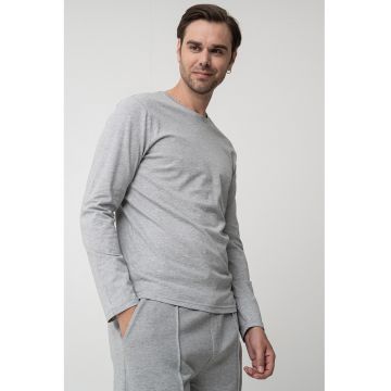 Bluza uni cu decolteu la baza gatului