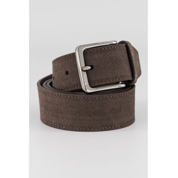 Curea de piele intoarsa Ronnie - Maro inchis -