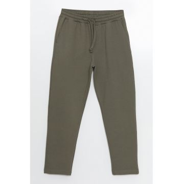 Pantaloni cu croiala dreapta si snur in talie