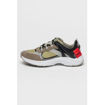 Pantofi de piele ecologica cu insertii de plasa